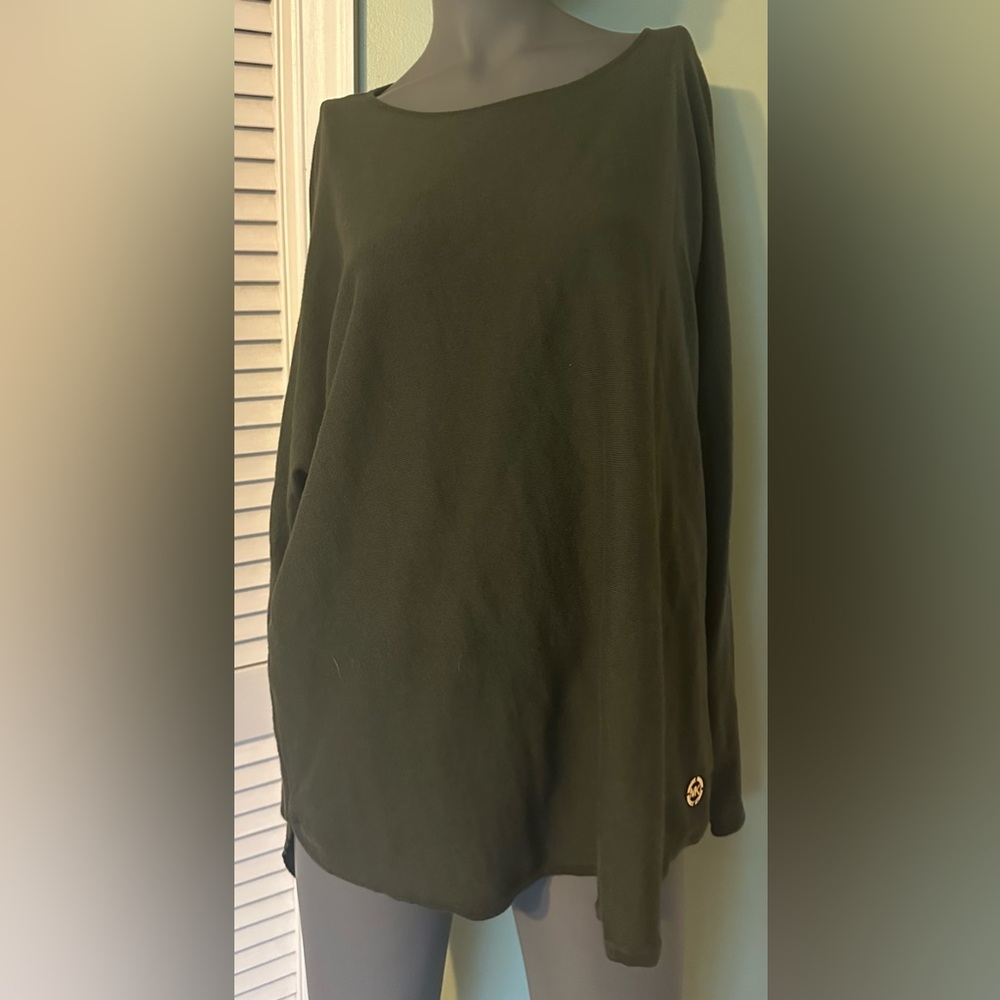 NWT! Michael Kors Green Ivy Tunic Top Super Soft Casual Logo Sz Large